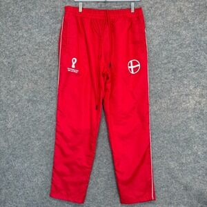 FIFA World Cup Denmark Athletic Training Track Pants Mens Large Red‎ Soccer NEW